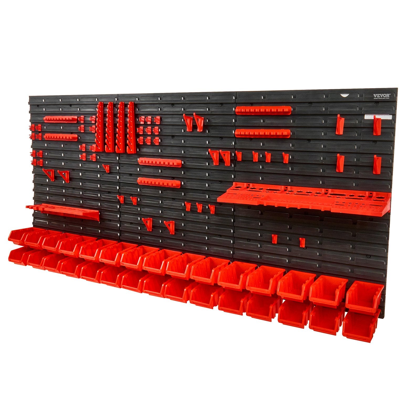 30-Compartment Wall-Mounted Parts Organizer with Tool Rack & Hooks