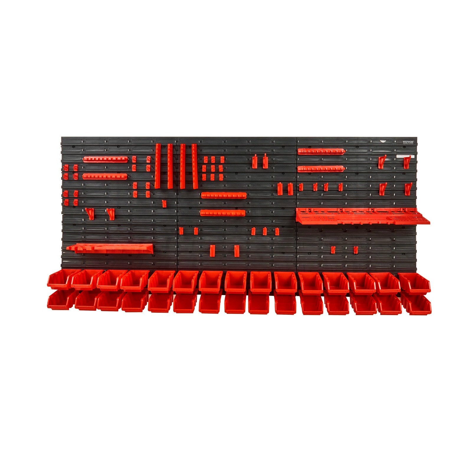 30-Compartment Wall-Mounted Parts Organizer with Tool Rack & Hooks